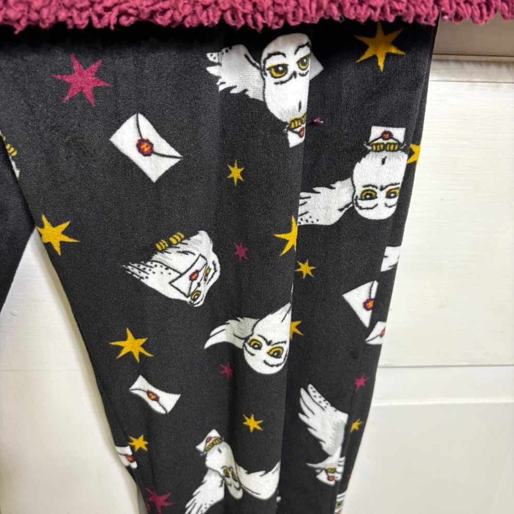 Harry Potter Pajama Set Womens Large Burgundy Brick Hedwig Sherpa Fleece 2pc - Picture 3 of 12